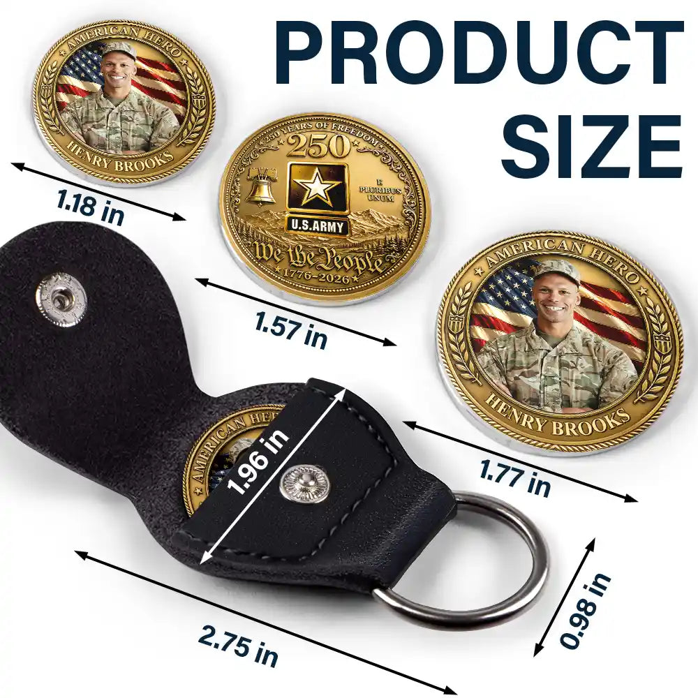 Custom Photo American Hero 250 Years Of Freedom - Personalized Leather Pocket Hug