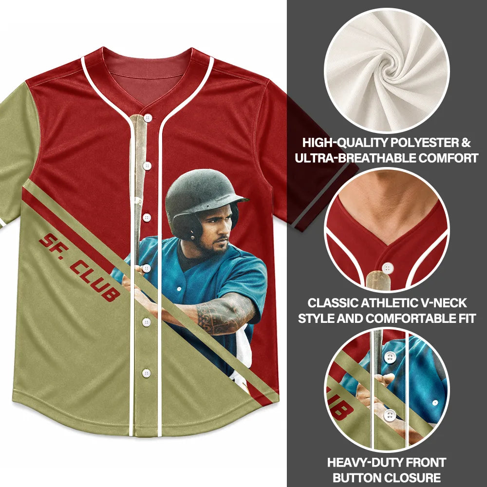 Custom Photo Baseball Player With Name & Number - Personalized Baseball Jersey Shirt