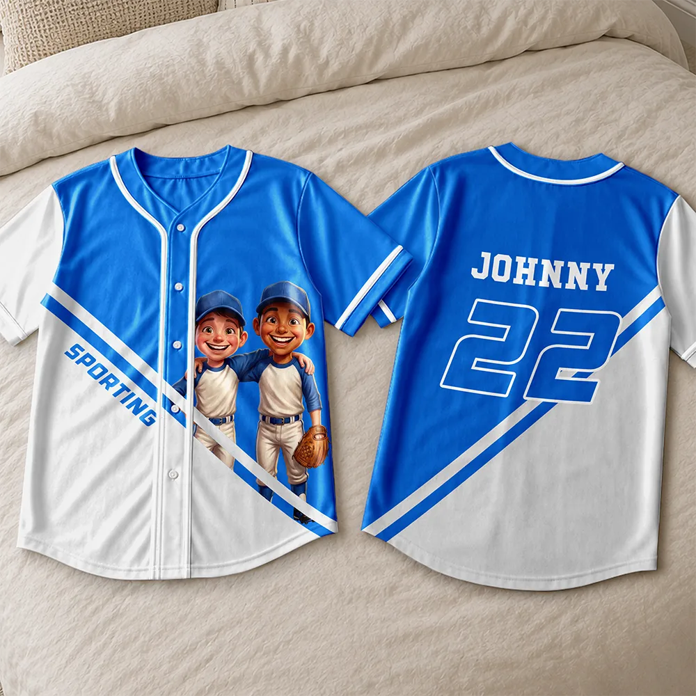 Custom Photo Baseball Player With Name & Number - Personalized Baseball Jersey Shirt