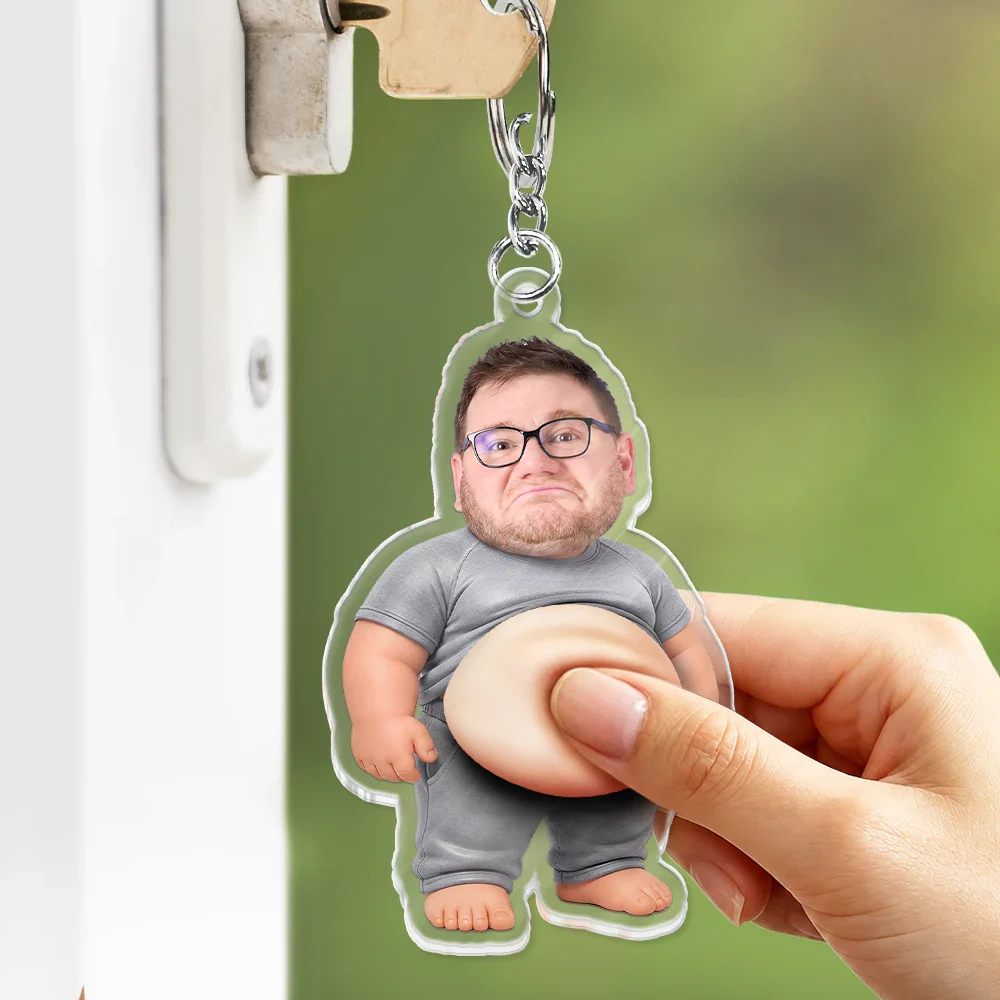 Custom Photo Belly Character Family Member - Personalized Squishy Acrylic Keychain