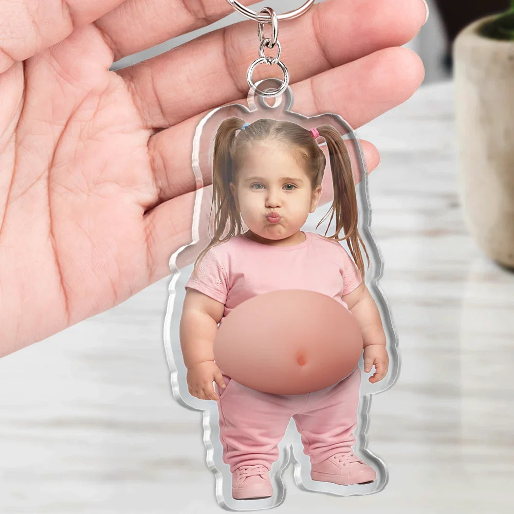 Custom Photo Belly Character Family Member - Personalized Squishy Acrylic Keychain