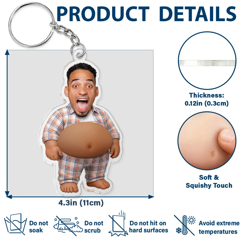 Custom Photo Belly Character Family Member - Personalized Squishy Acrylic Keychain