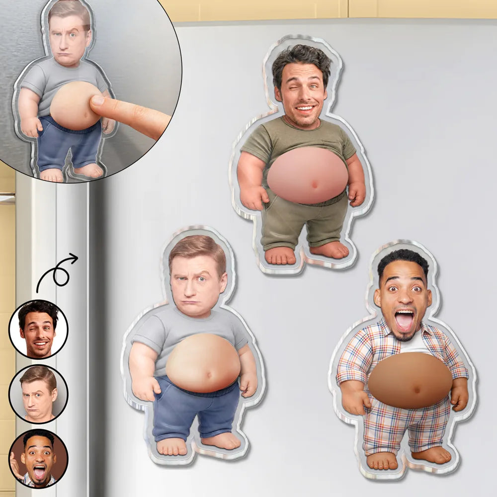 Custom Photo Belly Character Family Members - Personalized Squishy Acrylic Fridge Magnet