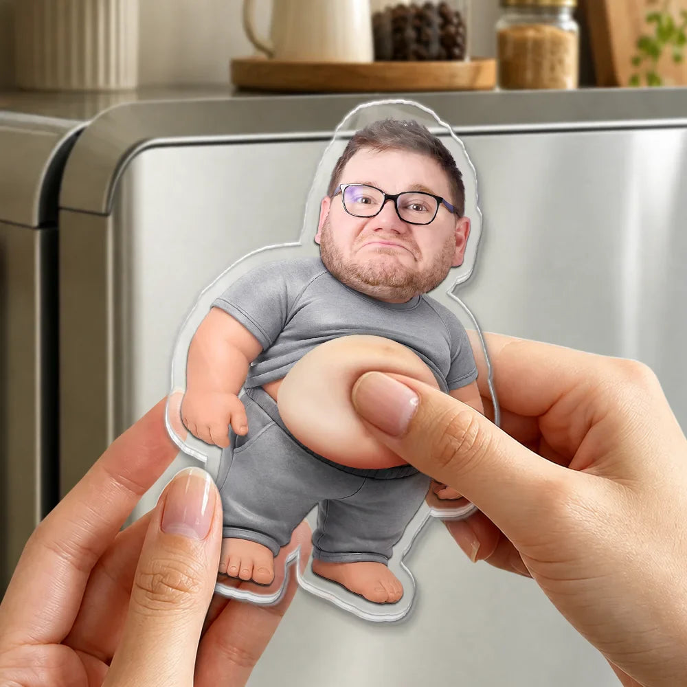 Custom Photo Belly Character Family Members - Personalized Squishy Acrylic Fridge Magnet