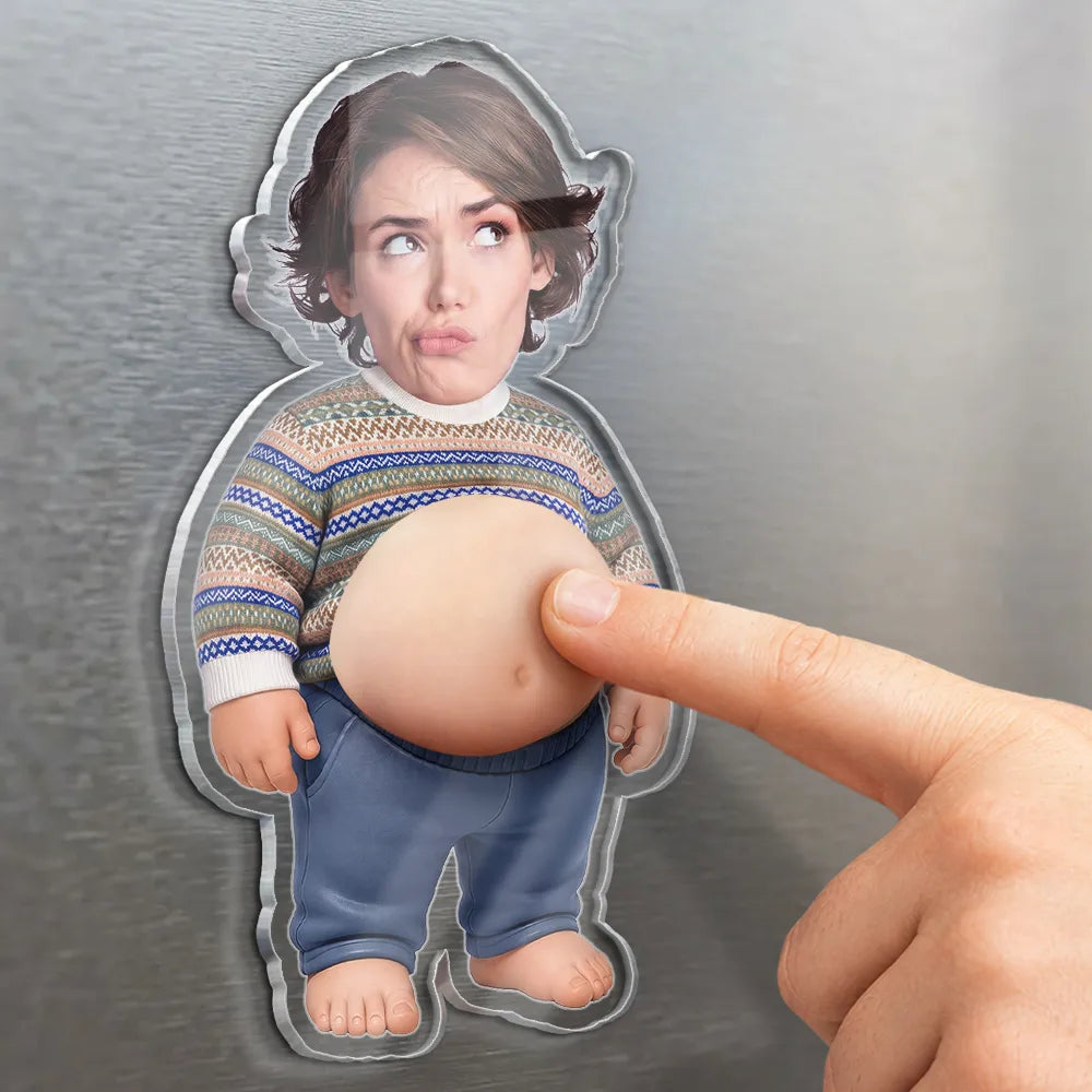 Custom Photo Belly Character Family Members - Personalized Squishy Acrylic Fridge Magnet