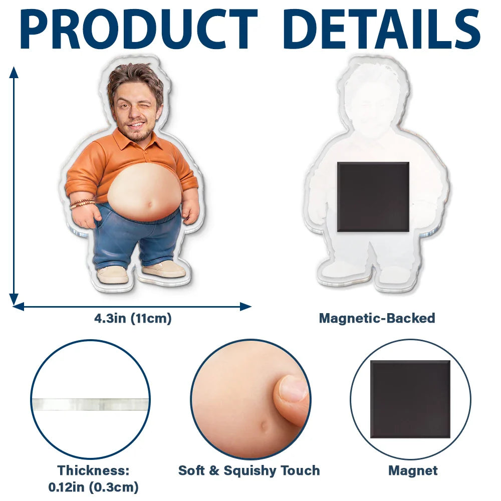 Custom Photo Belly Character Family Members - Personalized Squishy Acrylic Fridge Magnet