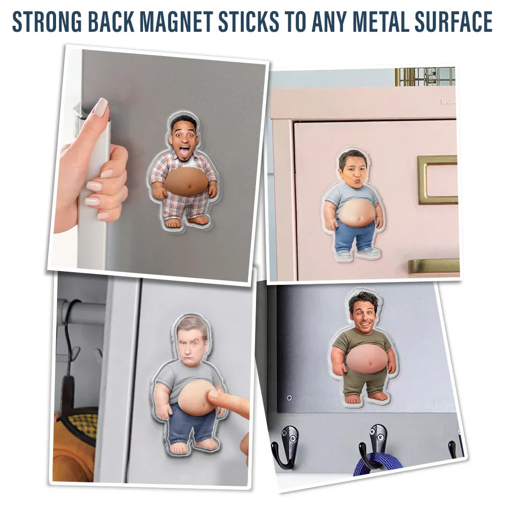 Custom Photo Belly Character Family Members - Personalized Squishy Acrylic Fridge Magnet