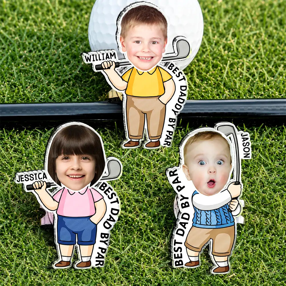 Custom Photo Best Dad Grandpa By Par - Personalized Acrylic Magnetic Clip