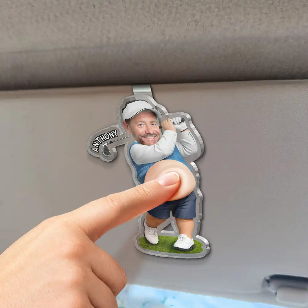 Custom Photo Best Dad Papa By Par - Personalized Squishy Acrylic Car Visor Clip