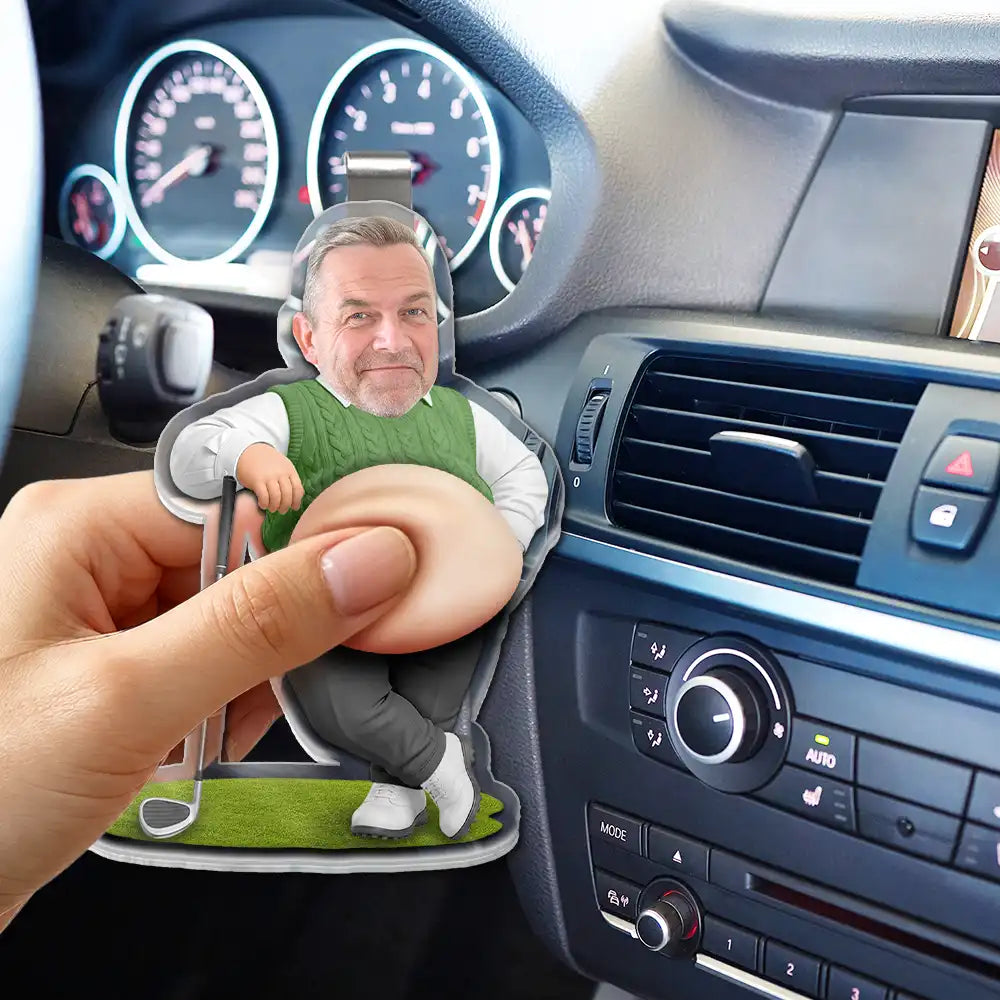 Custom Photo Best Dad Papa By Par - Personalized Squishy Acrylic Car Visor Clip