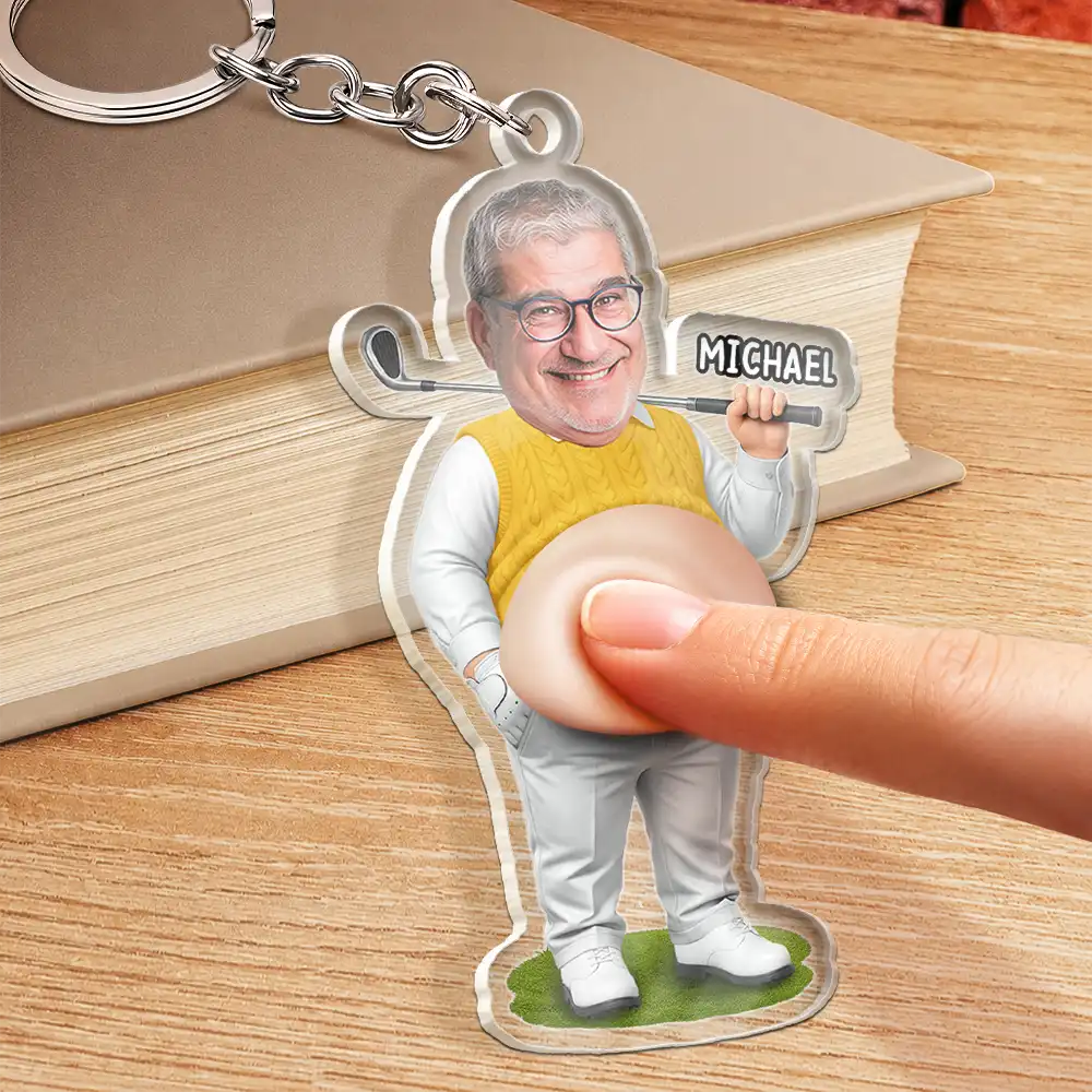 Custom Photo Best Dad Papa By Par - Personalized Squishy Acrylic Keychain