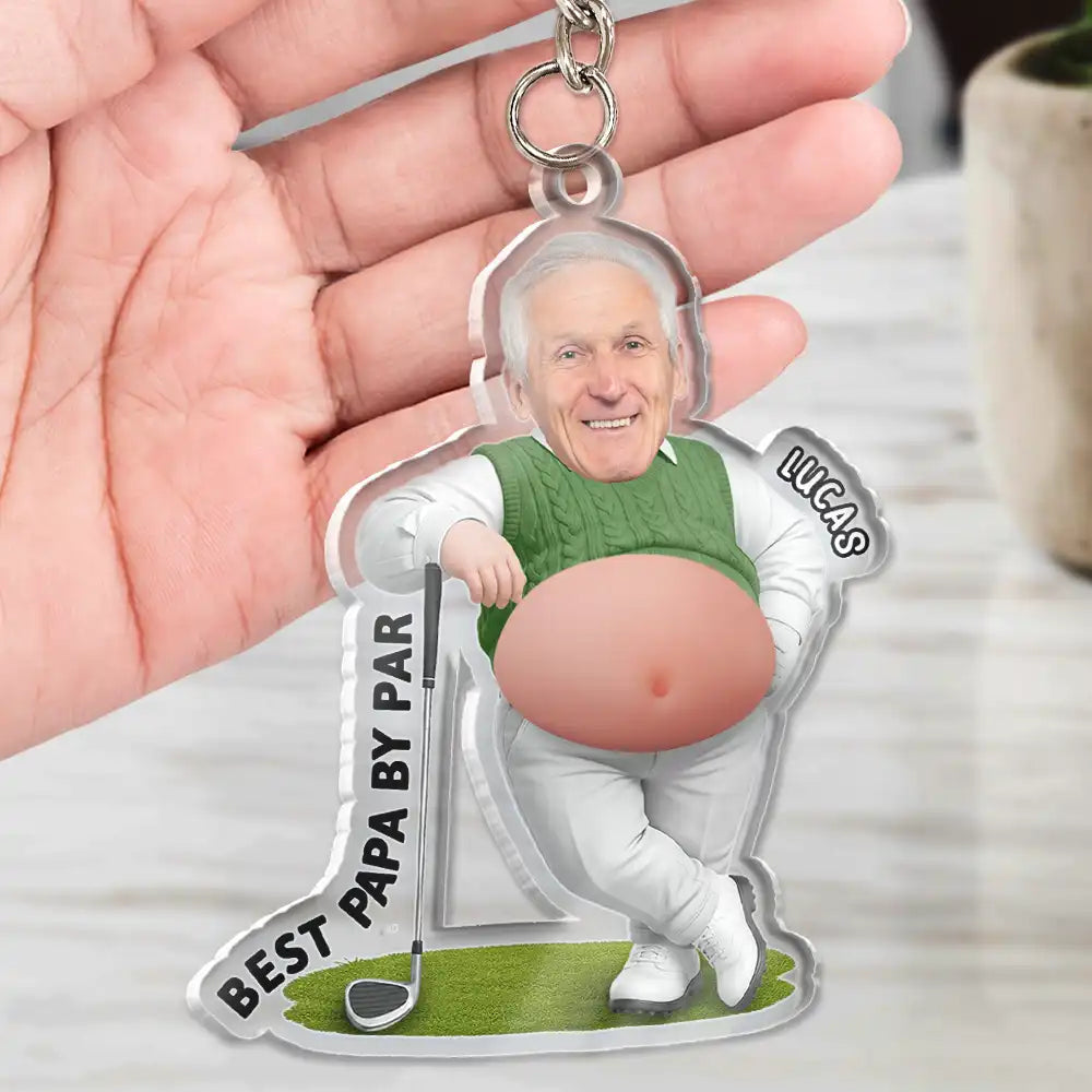 Custom Photo Best Dad Papa By Par - Personalized Squishy Acrylic Keychain