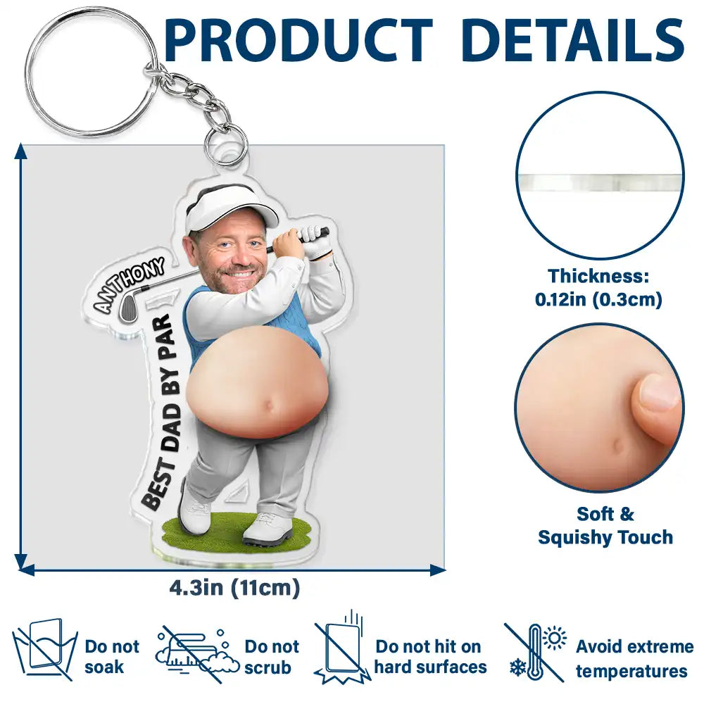 Custom Photo Best Dad Papa By Par - Personalized Squishy Acrylic Keychain