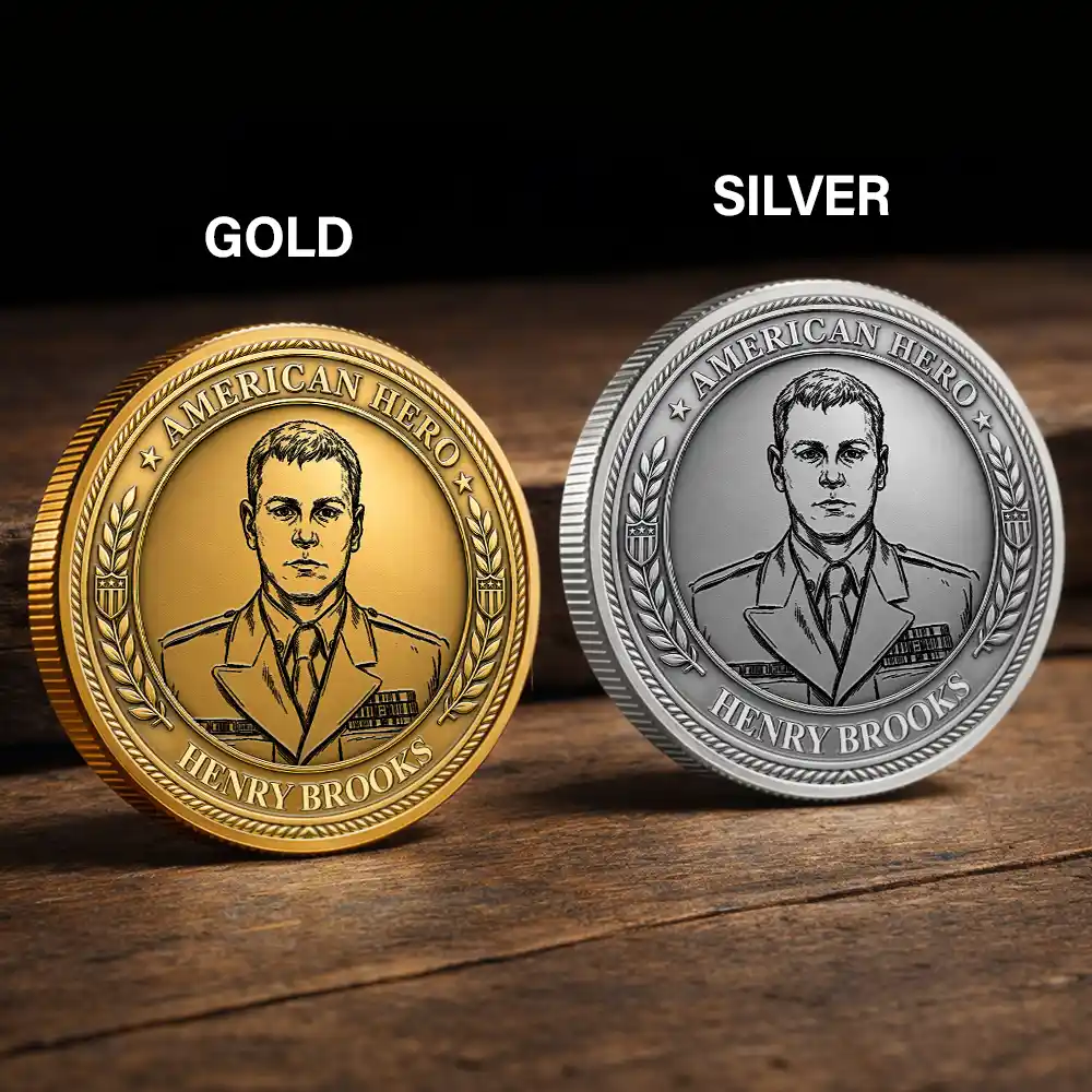 Custom Photo Bold Sketch American Hero 250 Years Of Freedom - Personalized Commemorative Keepsake Coin