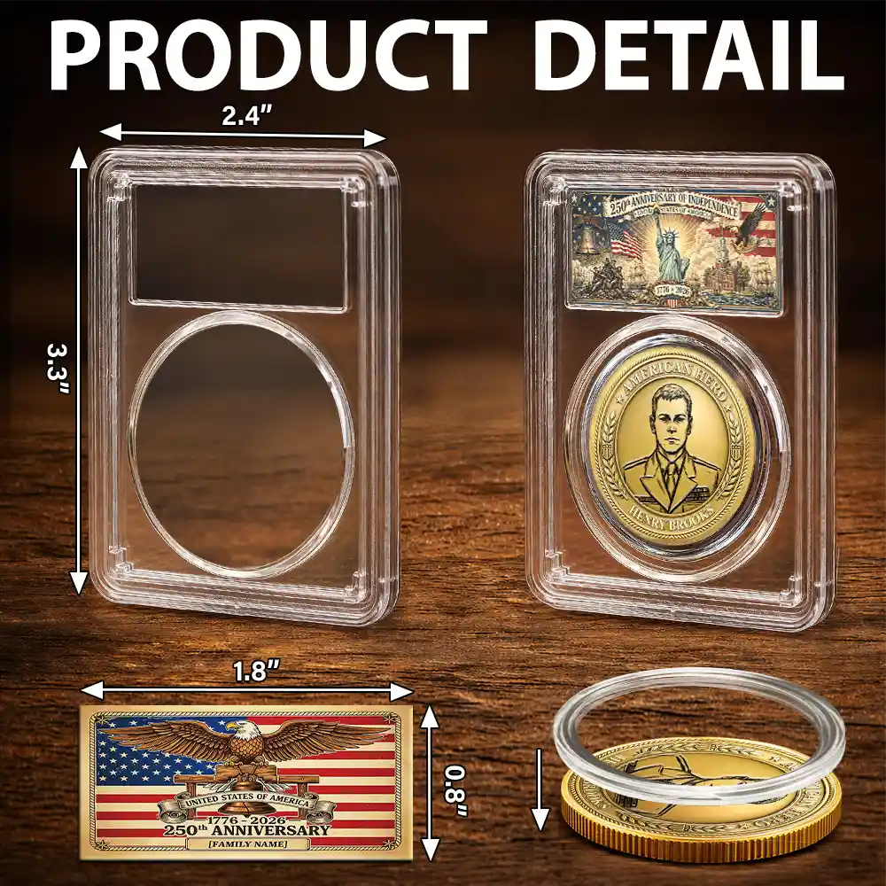 Custom Photo Bold Sketch American Hero 250 Years Of Freedom - Personalized Commemorative Keepsake Coin