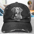 Custom Photo Bold Sketch Besties Family Pet Funny Portrait - Personalized Distressed Cap