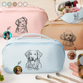 Custom Photo Bold Sketch Besties Pet Funny Portrait - Personalized Leather Makeup Bag