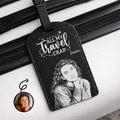 Custom Photo Bold Sketch Couple Besties Dog Cat Funny Portrait - Personalized Leather Luggage Tag
