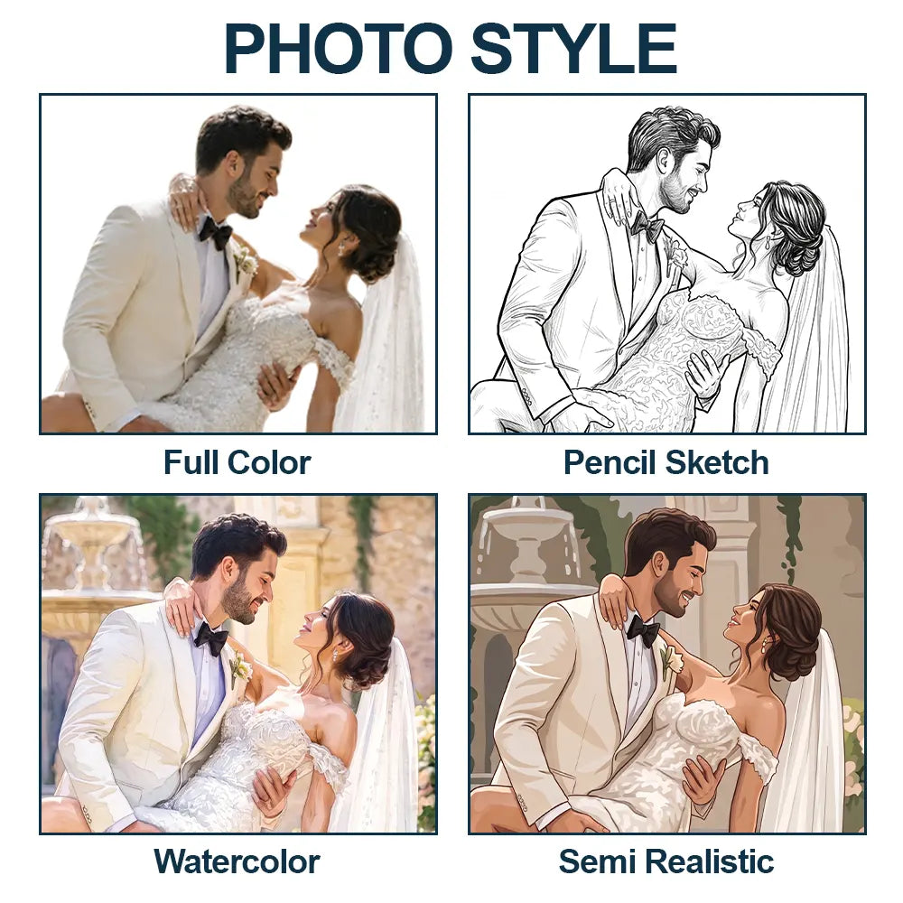 Custom Photo Bold Sketch Couples Wedding Engaged Bachelor Party - Personalized Vertical Banner