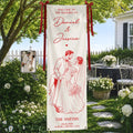Custom Photo Bold Sketch Couples Wedding Engaged Bachelor Party - Personalized Vertical Banner