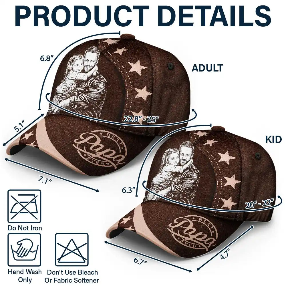 Custom Photo Bold Sketch Family Dog Cat Portrait - Personalized Classic Cap