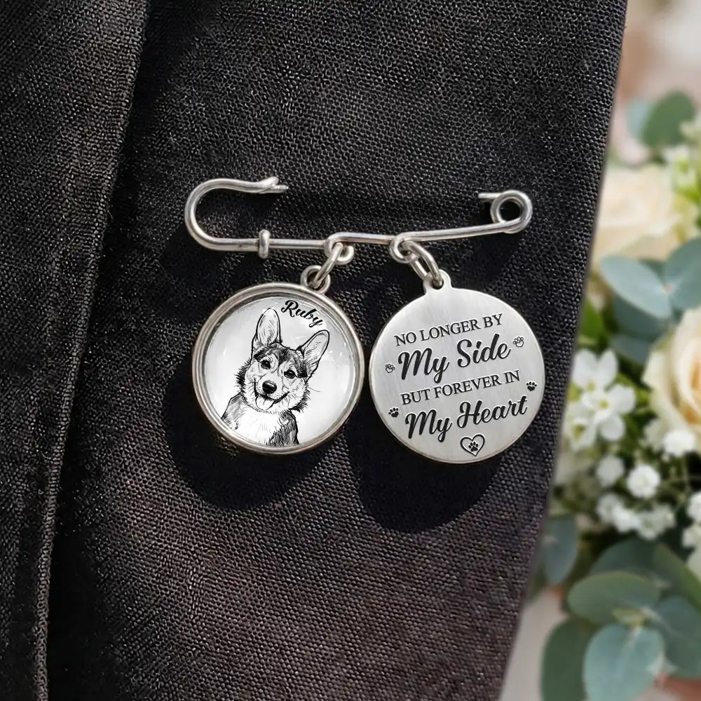 Custom Photo Bold Sketch Forever In My Heart Memorial Portrait - Personalized Lapel Pin