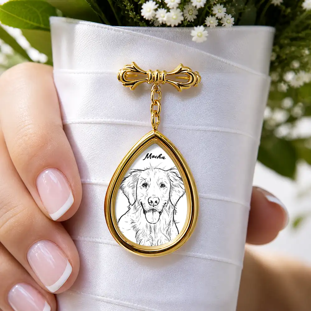 Custom Photo Bold Sketch Forever In My Heart Memorial Portrait - Personalized Teardrop Pin