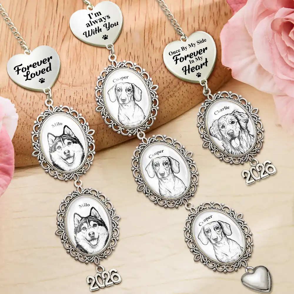 Custom Photo Bold Sketch Forever In My Heart Memorial Portrait - Personalized Wedding Charm