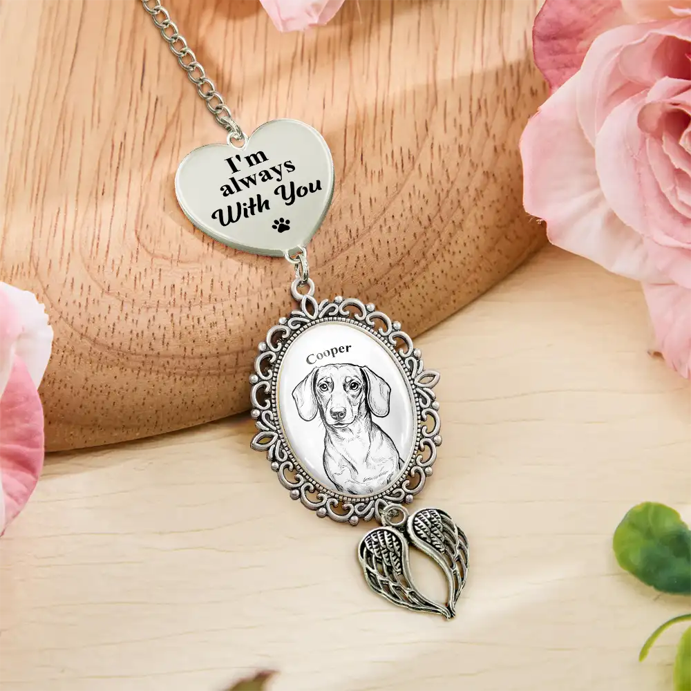 Custom Photo Bold Sketch Forever In My Heart Memorial Portrait - Personalized Wedding Charm