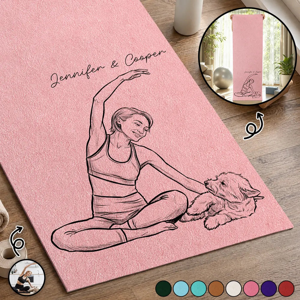 Custom Photo Bold Sketch Namaste All Day For Yoga Lovers - Personalized Yoga Mat