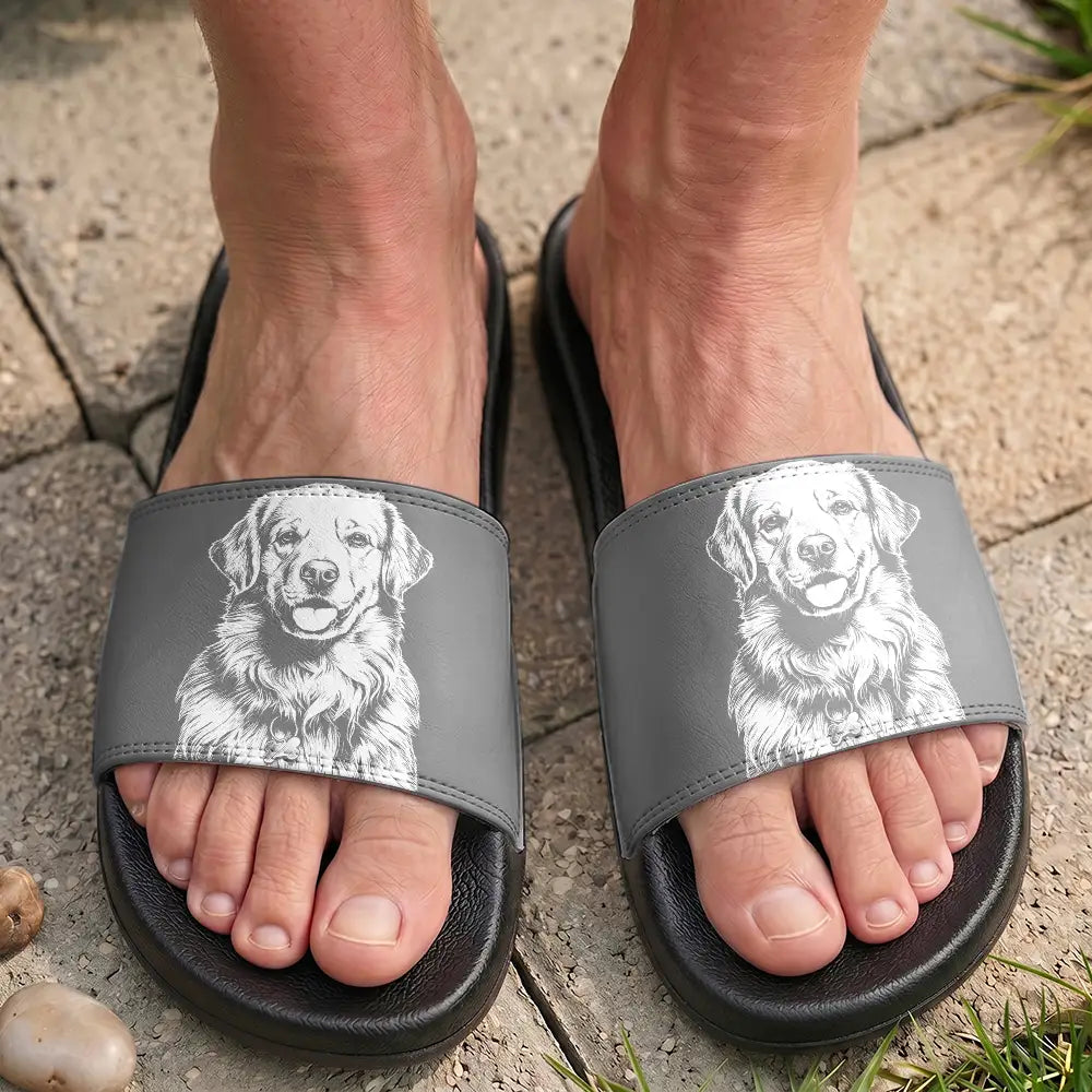 Custom Photo Bold Sketch Pet Portrait - Personalized Unisex Slides