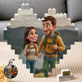 Custom Photo Caricature Couple Anniversary Romantic - Personalized Building Brick Blocks