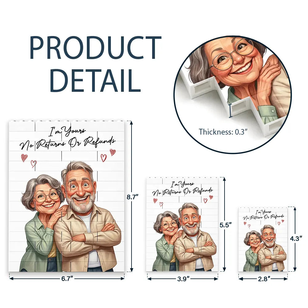 Custom Photo Caricature I'm Yours No Returns Or Refunds - Personalized Building Brick Blocks