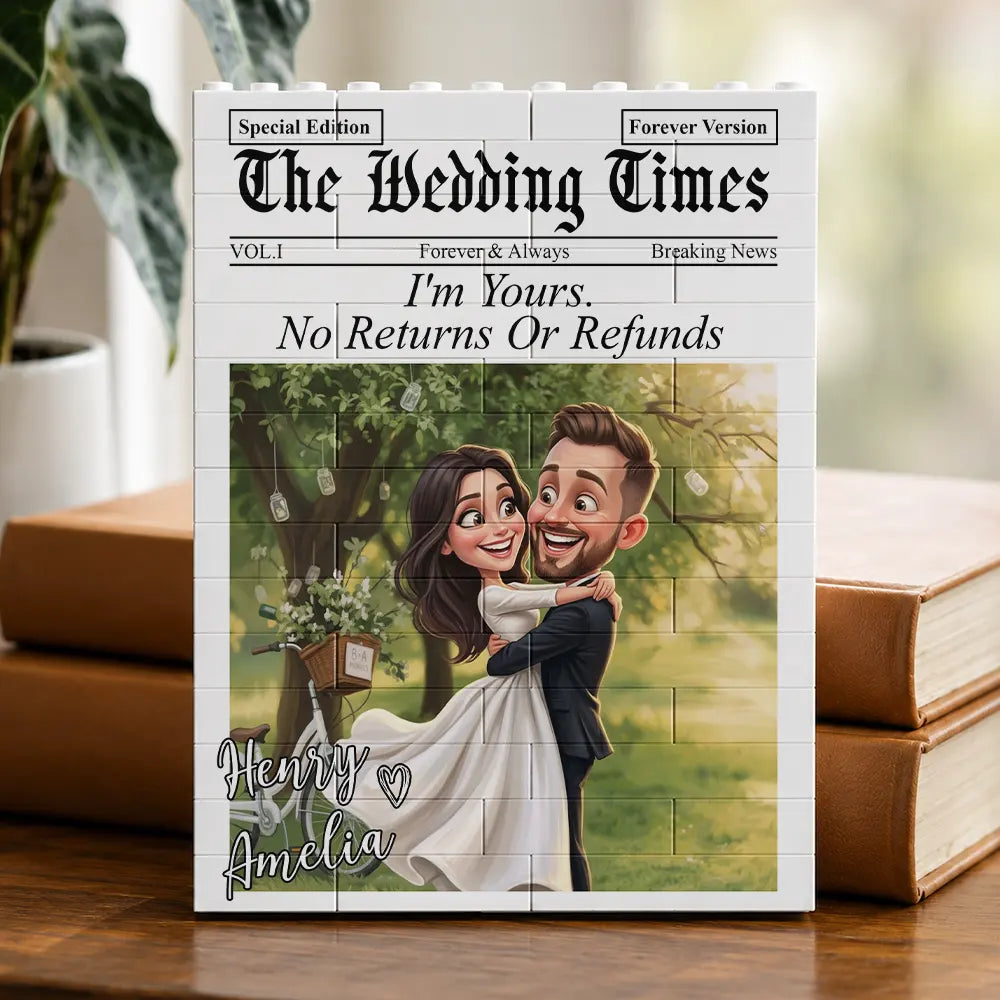 Custom Photo Caricature I'm Yours No Returns Or Refunds Couple - Personalized Building Brick Blocks