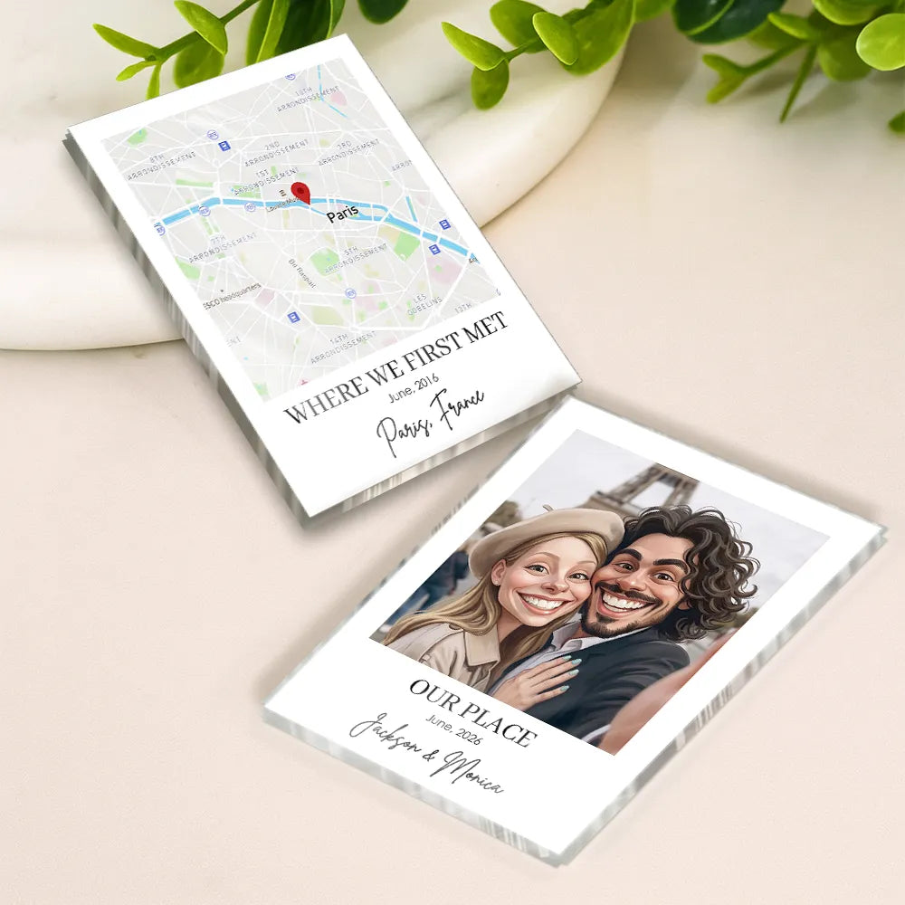 Custom Photo Caricature Travel Keepsake For Family And Friends - Personalized Acrylic Magnet