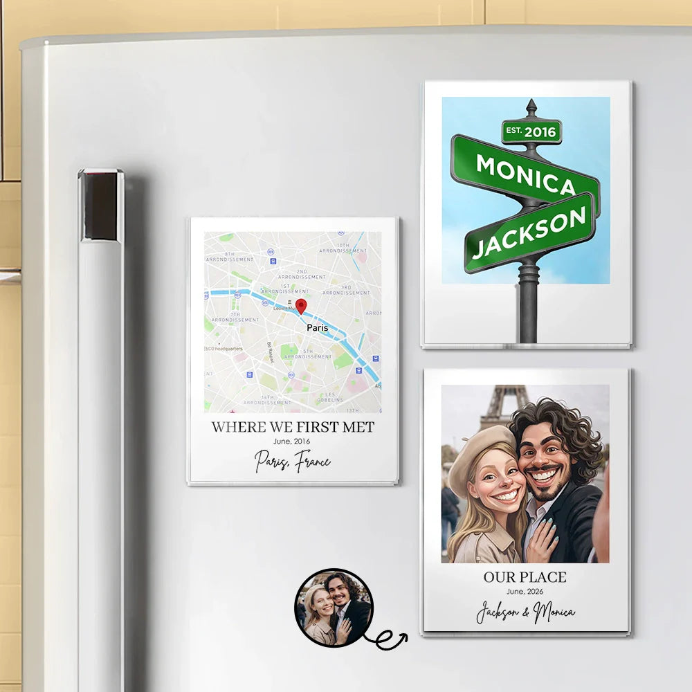Custom Photo Caricature Travel Keepsake For Family And Friends - Personalized Acrylic Magnet