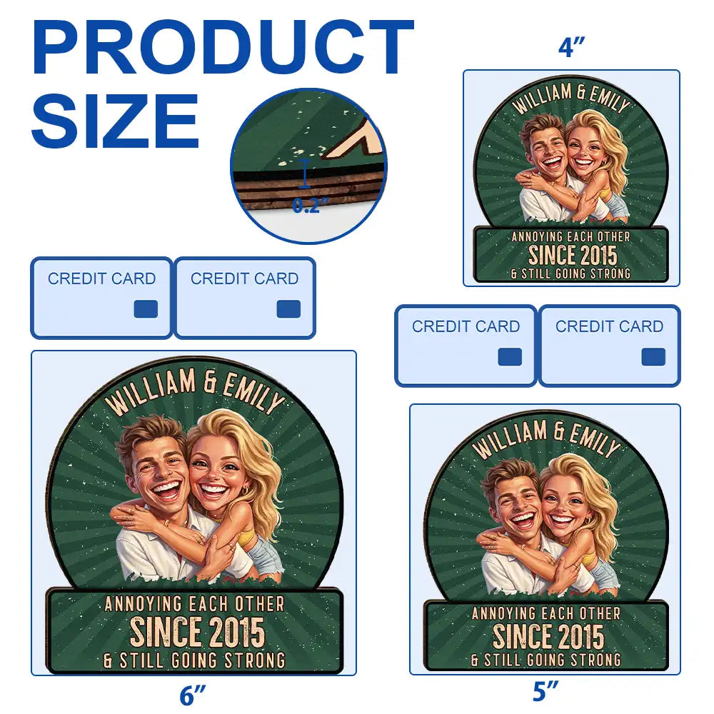 Custom Photo Caricature Vintage Annoying Each Other - Personalized Custom Shaped Wood Sign