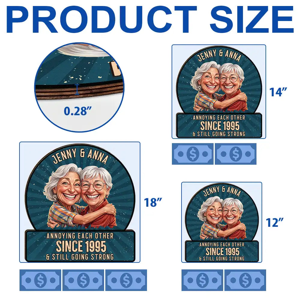 Custom Photo Caricature Vintage Annoying Each Other - Personalized Custom Shaped Wood Sign