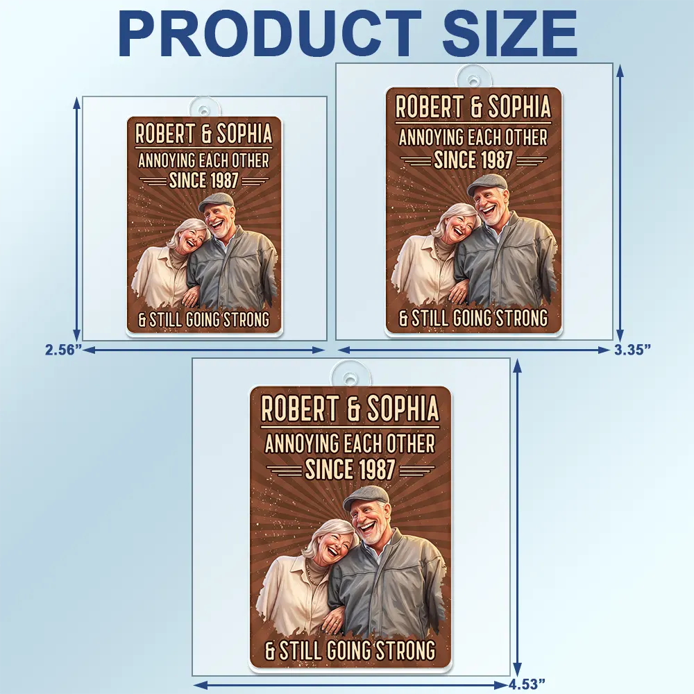 Custom Photo Caricature Vintage Annoying Each Other - Personalized Acrylic Car Hanger