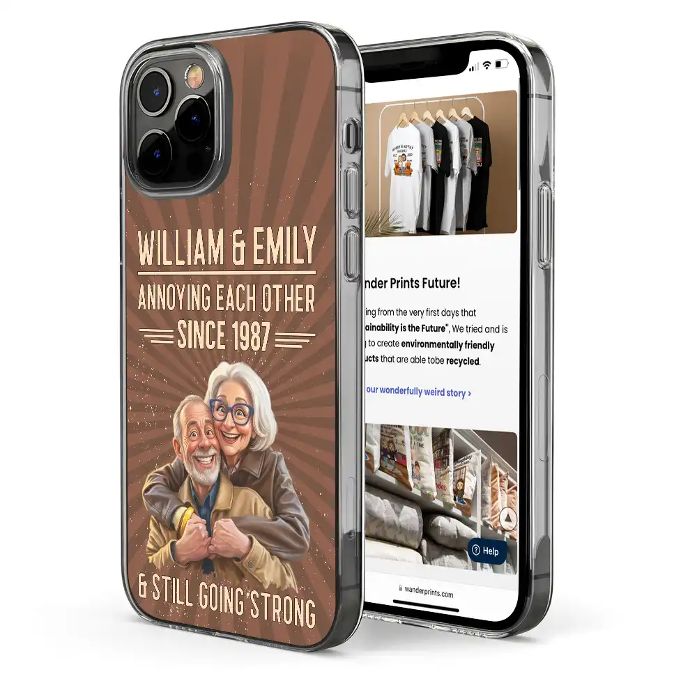 Custom Photo Caricature Vintage Annoying Each Other - Personalized Clear Phone Case