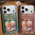 Custom Photo Caricature Vintage Annoying Each Other - Personalized Clear Phone Case
