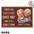 Custom Photo Caricature Vintage Annoying Each Other - Personalized Doormat