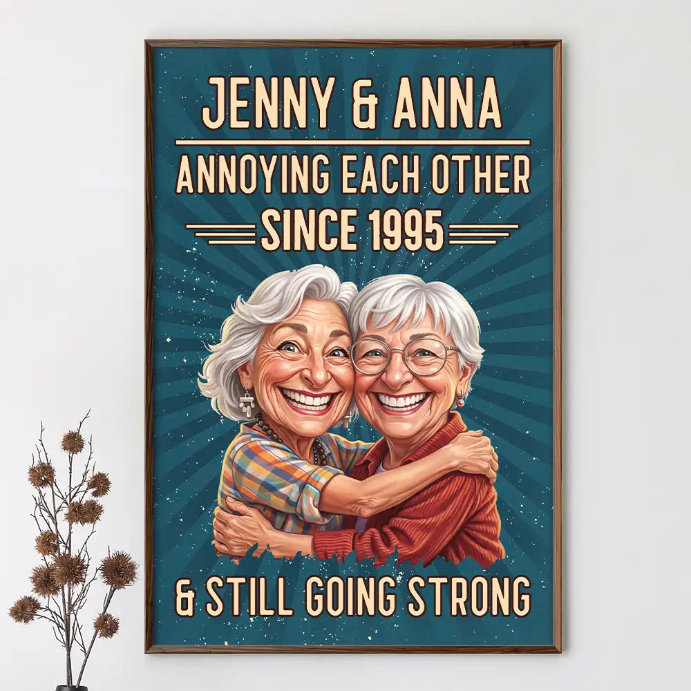 Custom Photo Caricature Vintage Annoying Each Other - Personalized Poster