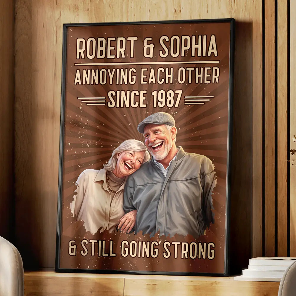 Custom Photo Caricature Vintage Annoying Each Other - Personalized Poster