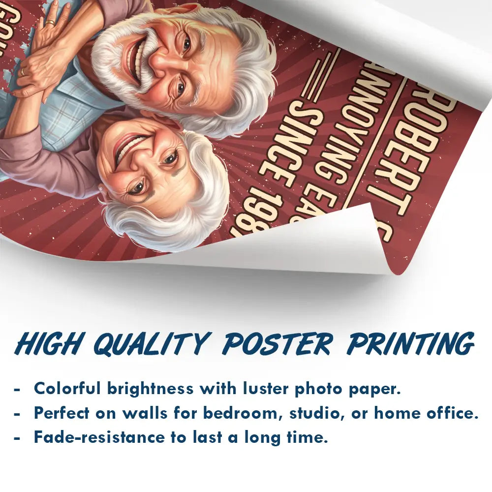 Custom Photo Caricature Vintage Annoying Each Other - Personalized Poster
