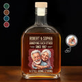 Custom Photo Caricature Vintage Annoying Each Other - Personalized Whiskey Bottle