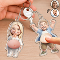 Custom Photo Cartoon Belly Character Family Member - Personalized Squishy Acrylic Keychain