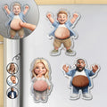 Custom Photo Cartoon Belly Character Family Members - Personalized Squishy Acrylic Fridge Magnet