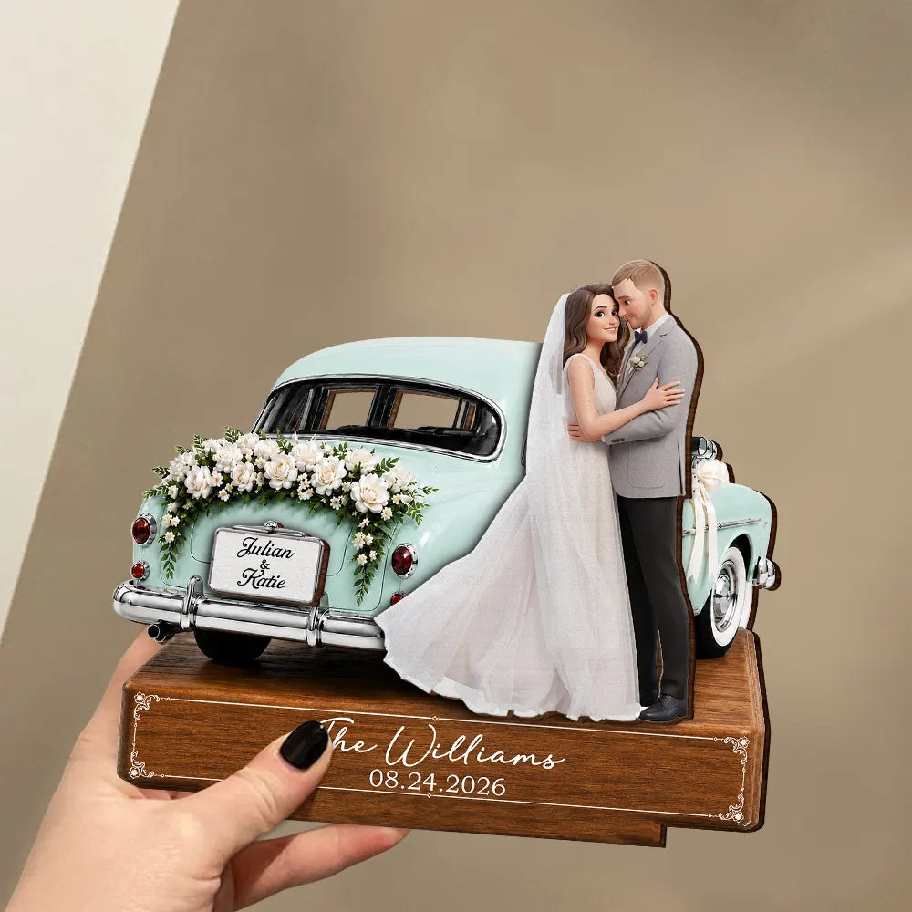 Custom Photo Cartoon Portrait Couples Wedding Engaged Bachelor Party - Personalized Custom Shaped Wooden Plaque