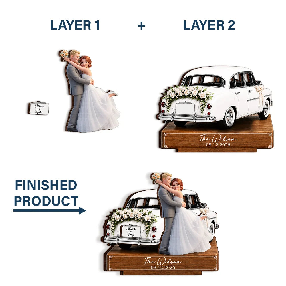 Custom Photo Cartoon Portrait Couples Wedding Engaged Bachelor Party - Personalized Custom Shaped Wooden Plaque